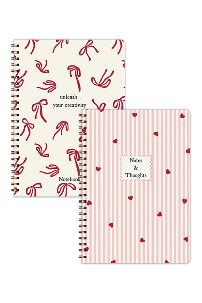 Matt Notebook A5 Spiralli Okul Defteri 80 yaprak 2'li Set – Çizgili & Kareli