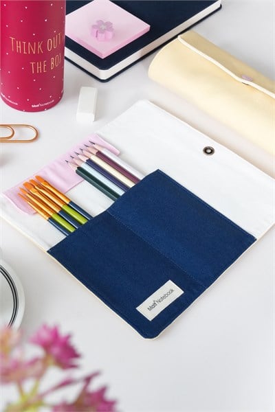 Matt Notebook Kanvas Kalemlik – Makyaj Çantası Organizer ve Düzenleyici Sarı