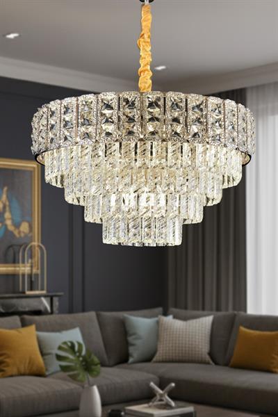 Asel Krom 50 cm Kristal Taşlı Modern Avize – Salon ve Oturma Odası