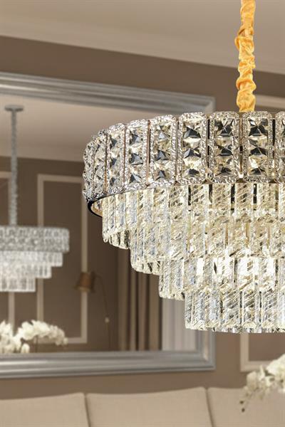 Asel Krom 60 cm Kristal Taşlı Modern Avize – Salon ve Oturma Odası
