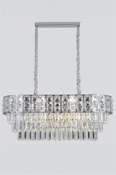 Asel Krom 90 cm Kristal Taşlı Modern Avize – Yemek Masası ve Salon