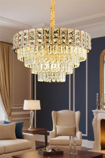 Asel Gold 50 cm Kristal Taşlı Modern Avize – Salon ve Oturma Odası