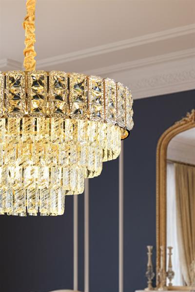 Asel Gold 50 cm Kristal Taşlı Modern Avize – Salon ve Oturma Odası