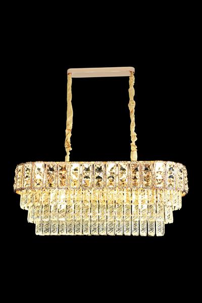 Asel Gold 90 cm Kristal Taşlı Modern Avize – Yemek Masası ve Salon