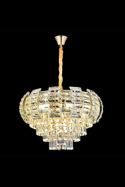 Billur Gold 50 cm Kristal Taşlı Modern Avize – Salon ve Oturma Odası