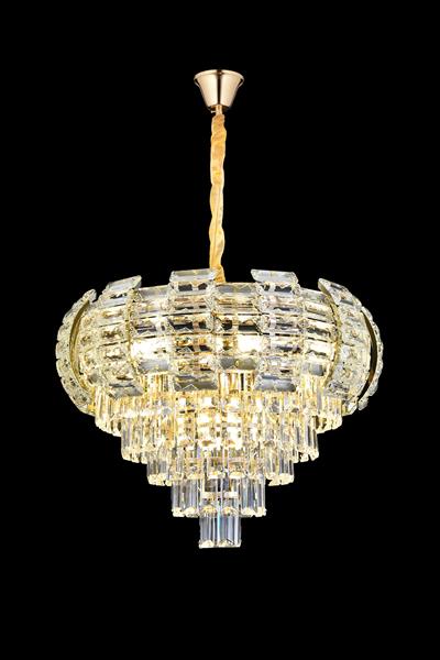 Billur Gold 60 cm Kristal Taşlı Modern Avize – Salon ve Oturma Odası