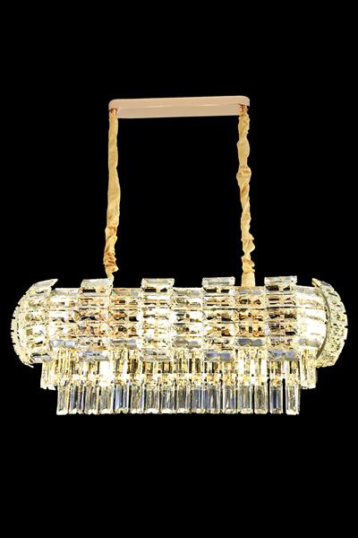 Billur Gold 80 cm Kristal Taşlı Modern Avize – Yemek Masası ve Salon