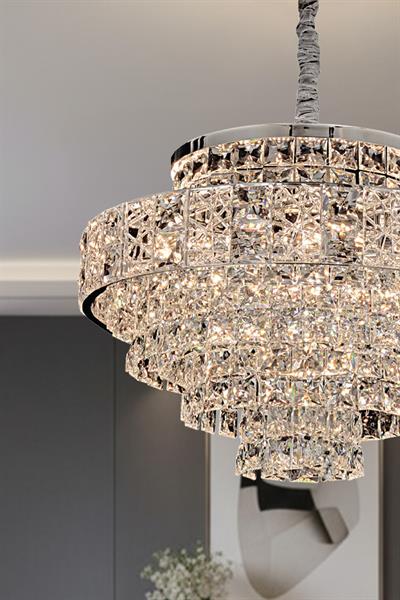 Cristalin Krom 50 cm Kristal Taşlı Modern Avize – Salon ve Oturma Odası