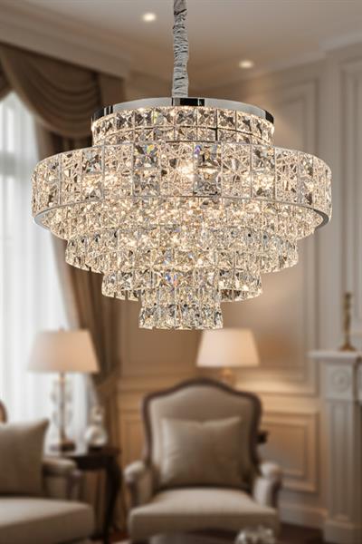Cristalin Krom 60 cm Kristal Taşlı Modern Avize – Salon ve Oturma Odası