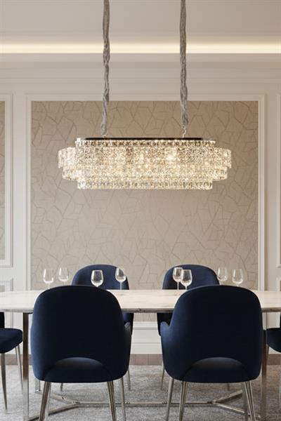Cristalin Krom 90 cm Kristal Taşlı Modern Avize – Yemek Masası ve Salon