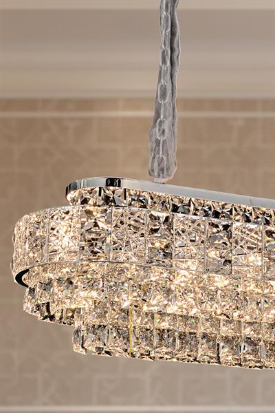 Cristalin Krom 90 cm Kristal Taşlı Modern Avize – Yemek Masası ve Salon
