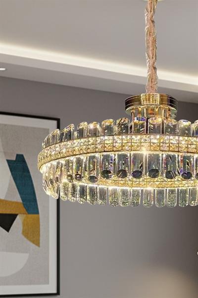 Dicle Gold 40 cm Kristal Taşlı Modern Avize – Salon ve Oturma Odası