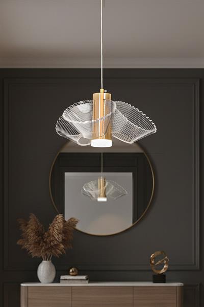 Doğa 3 Gold LED Avize – Dalga Formlu Modern Tasarım
