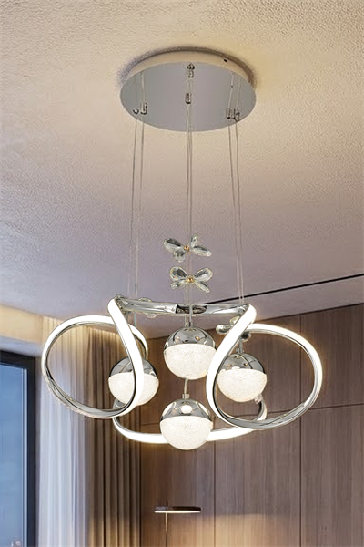 Döngü 50 cm Krom LED Sarkıt Avize