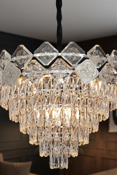 Emir Krom 60 cm Kristal Taşlı Modern Avize – Salon ve Oturma Odası