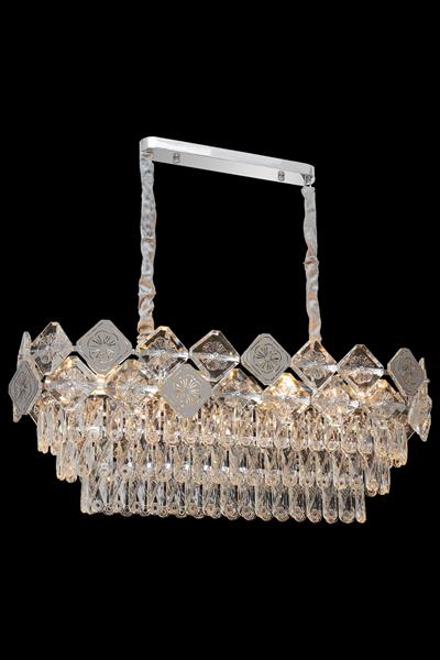Emir Krom 90 cm Kristal Taşlı Modern Avize – Yemek Masası ve Salon