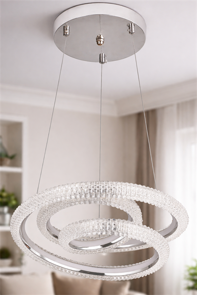 Lina Krom LED Sarkıt Avize – Modern Halka Tasarım