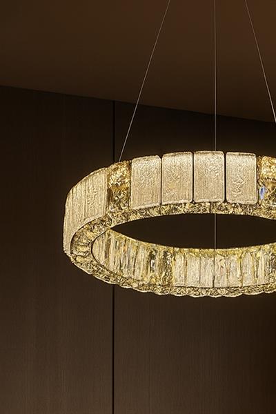 Liva 40 cm Kristal Taş Detaylı LED Avize – Salon & Oturma Odası