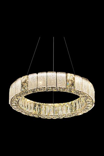 Liva 60 cm Kristal Taş Detaylı LED Avize – Salon & Oturma Odası