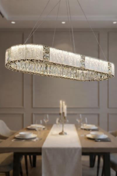 Liva 90 cm Kristal Taş Detaylı LED Avize
