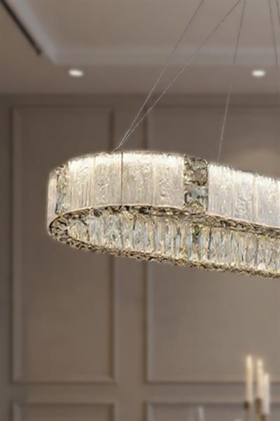 Liva 90 cm Kristal Taş Detaylı LED Avize