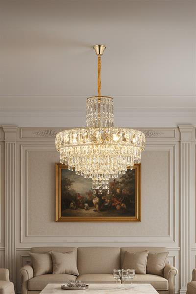 Niran Gold 50 cm Kristal Taşlı Modern Avize – Salon ve Yemek Odası