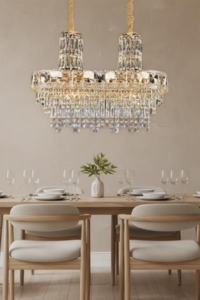 Niran Gold 90 cm Kristal Taşlı Modern Avize – Salon ve Yemek Odası