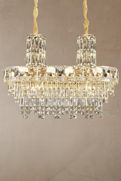 Niran Gold 90 cm Kristal Taşlı Modern Avize – Salon ve Yemek Odası