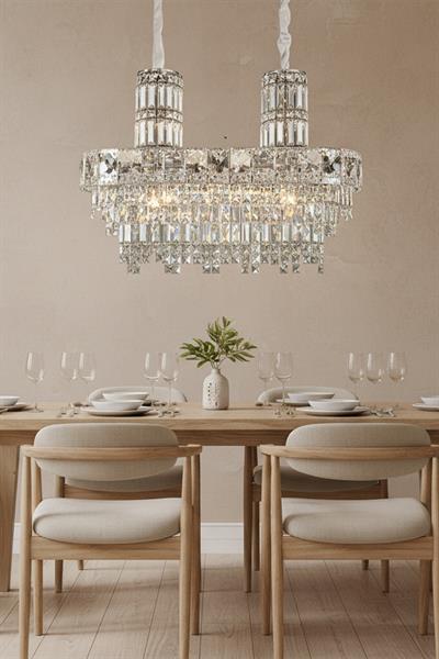 Niran Krom 90 cm Kristal Taşlı Modern Avize – Salon ve Yemek Odası
