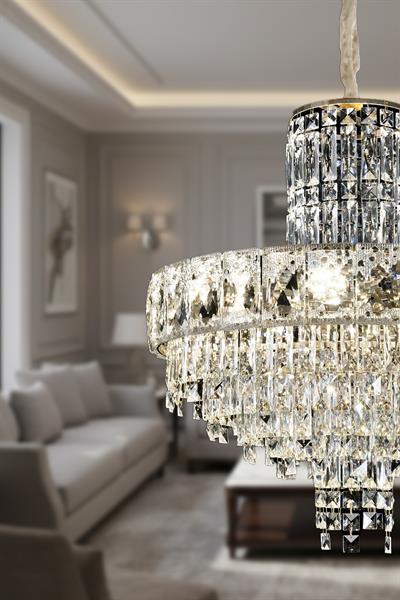 Niran Krom 60 cm Kristal Taşlı Modern Avize – Salon ve Yemek Odası