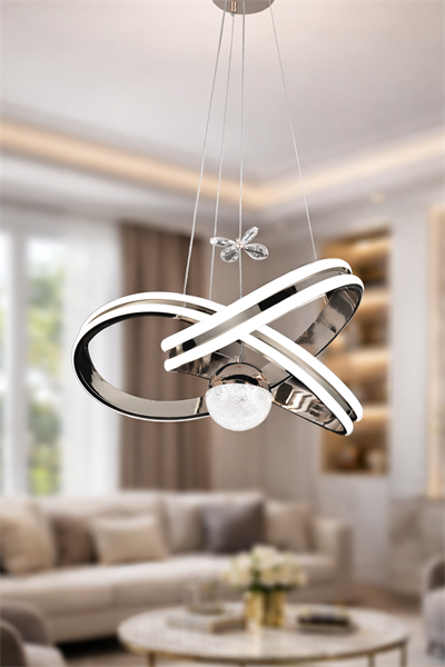 Sarmal 45 cm Krom LED Sarkıt Avize