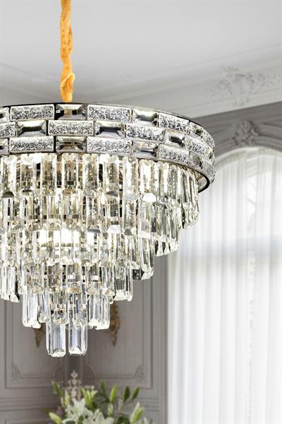 Suyolu Krom 60 cm Kristal Taşlı Modern Avize – Salon ve Oturma Odası