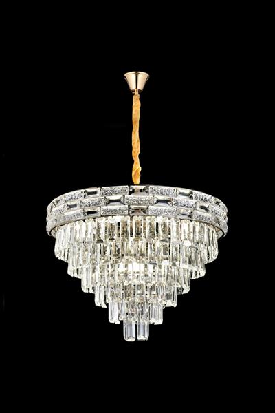 Suyolu Krom 60 cm Kristal Taşlı Modern Avize – Salon ve Oturma Odası