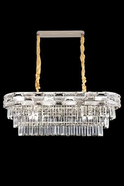 Suyolu Krom 80 cm Kristal Taşlı Modern Avize – Yemek Masası ve Salon