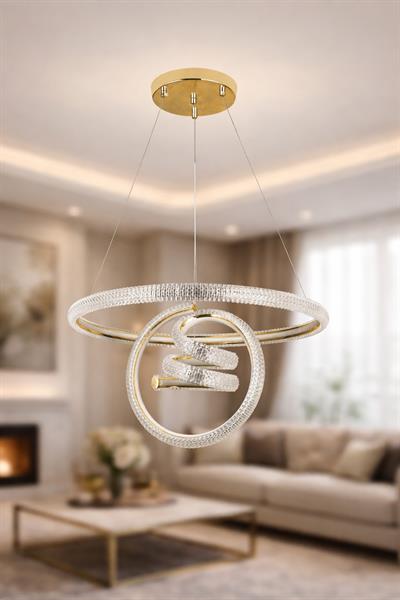 Town Avize – Kristal Detaylı Sarmal & Halka LED Avize
