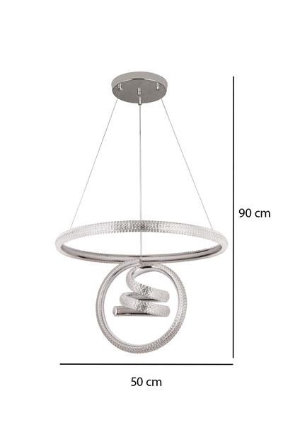 Town Avize | Kristal Detaylı Sarmal ve Halka Formlu LED Salon Avizesi
