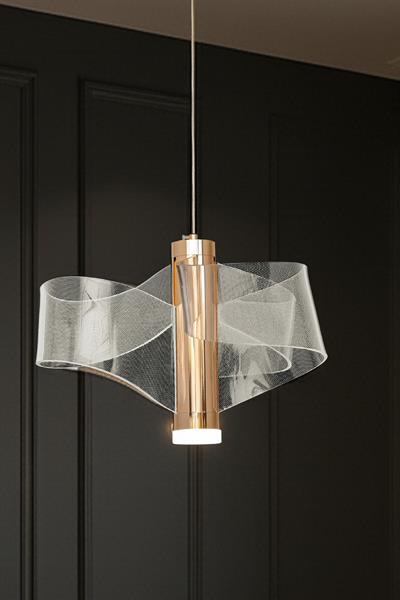 Yel Gold LED Avize – Modern Dalga Formlu Tasarım
