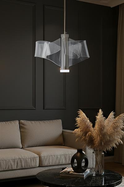 Yel Krom LED Avize – Modern Dalga Formlu Tasarım