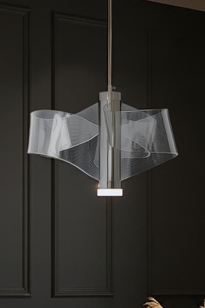 Yel Krom LED Avize – Modern Dalga Formlu Tasarım