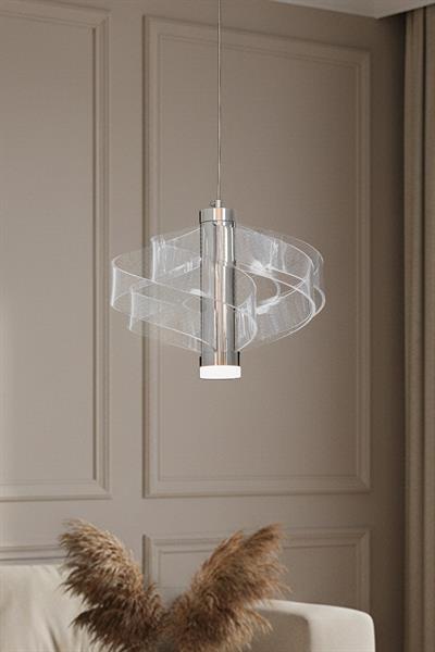 Yel 4 Krom LED Avize – Dalga Formlu Modern Tasarım