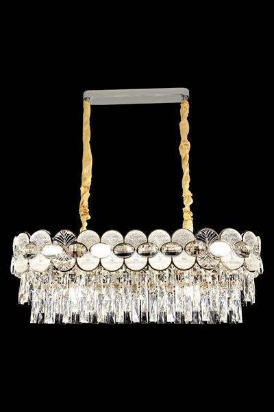 Zambak Krom 90 cm Kristal Taşlı Modern Avize