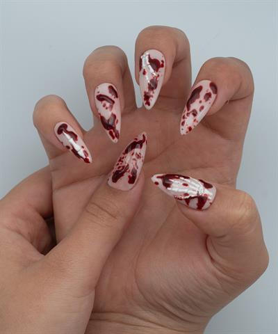Bloody Skeletons Protez Jel Takma Tırnak -El Yapımı Kalıcı Oje Nail Art Creepy Halloween - NC125