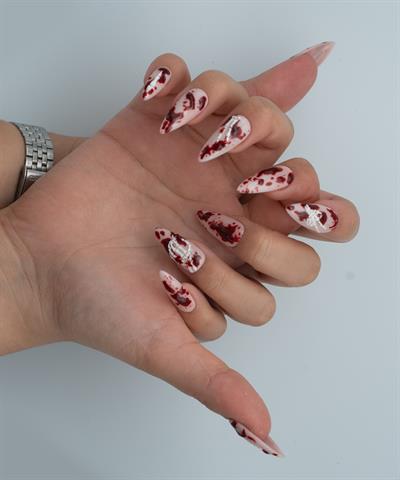 Bloody Skeletons Protez Jel Takma Tırnak -El Yapımı Kalıcı Oje Nail Art Creepy Halloween - NC125