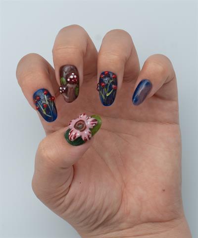 Berry Season Protez Jel Takma Tırnak - El Yapımı Kalıcı Oje Nail Art 3D Forest - NC136