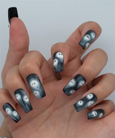 Curious Ghosts Protez Jel Takma Tırnak - El Yapımı Kalıcı Oje Nail Art Halloween - NC120