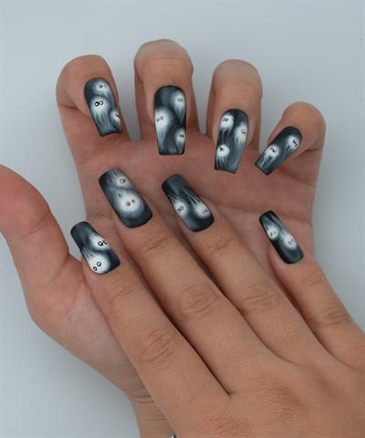 Curious Ghosts Protez Jel Takma Tırnak - El Yapımı Kalıcı Oje Nail Art Halloween - NC120