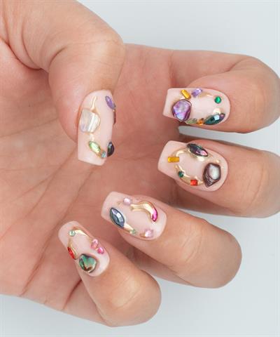 Gemmy Ring Protez Jel Takma Tırnak -El Yapımı Kalıcı Oje Nail Art Diamond Chrome- NC142