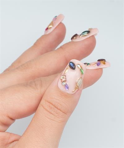 Gemmy Ring Protez Jel Takma Tırnak -El Yapımı Kalıcı Oje Nail Art Diamond Chrome- NC142