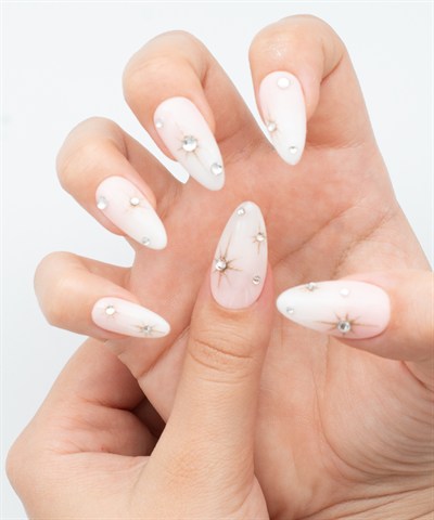 Glitter Star Gold Protez Jel Takma  Tırnak - El Yapımı  Kalıcı Oje 3D Nail Art - NC220