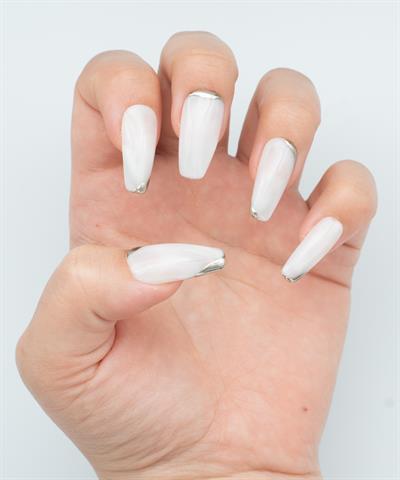 Gold Marble Protez Jel Takma  Tırnak -El Yapımı  Kalıcı Oje Nail Art Mermer Desenli Chrome -NC143